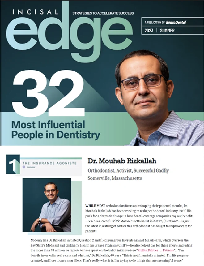 Dr. Mouhab Rizkallah featured in Incisal Edge magazine, Summer 2023 — Most Influential People in Dentistry